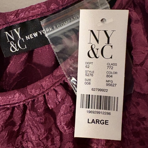 NWT NY & CO Textured Puff-Sleeve Shift Dress Size Large - Picture 10 of 12